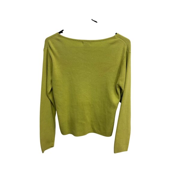 Pierre Cardin Lime Green Button-Up Cardigan Sweater Size Medium Lightweight - Picture 2 of 9